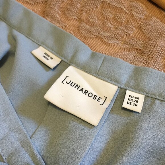 Pale Periwinkle Blue Bow Collar Bell Sleeve Button Down Evelina Blouse - Picture 8 of 16